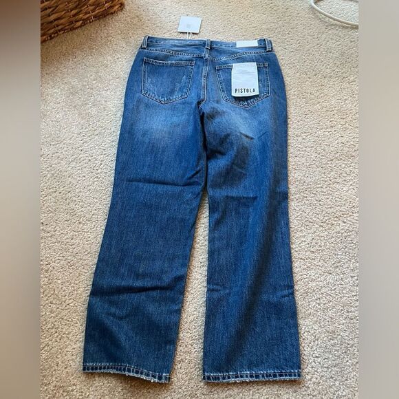 NWT PISTOLA Charlie High-Rise Straight Crop Jeans Distressed - Picture 8 of 9